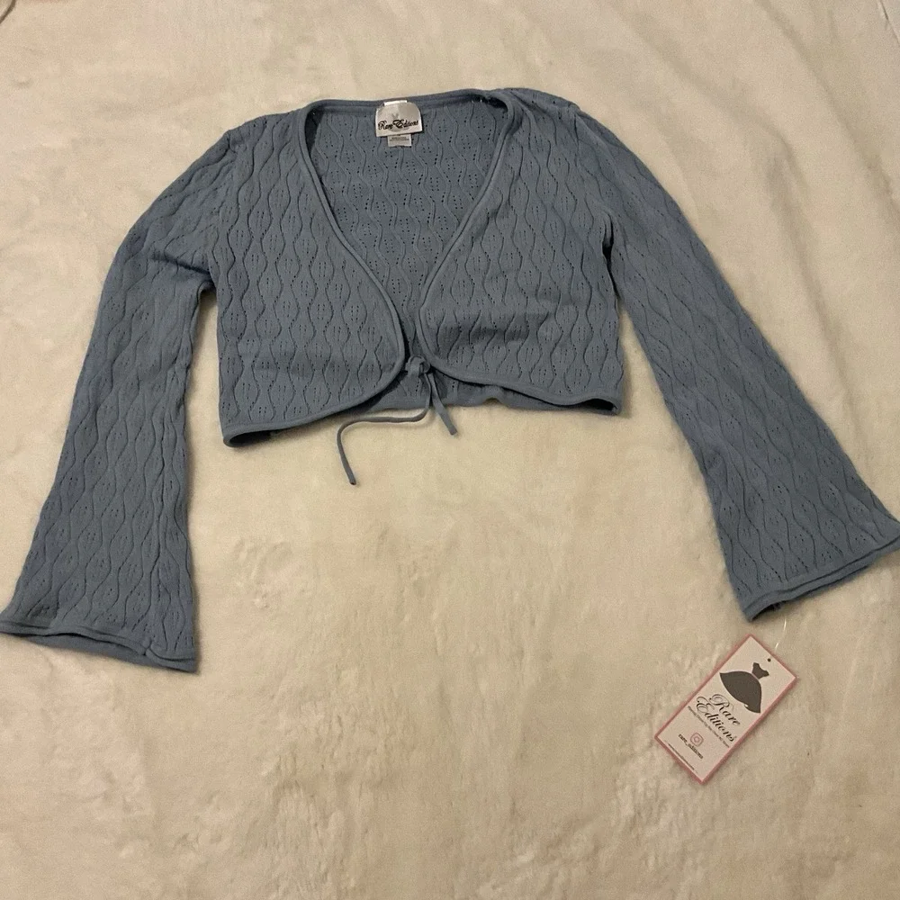 Rare Editions Knit cardigan Bell sleeves Blue NWT Size 14 Medium